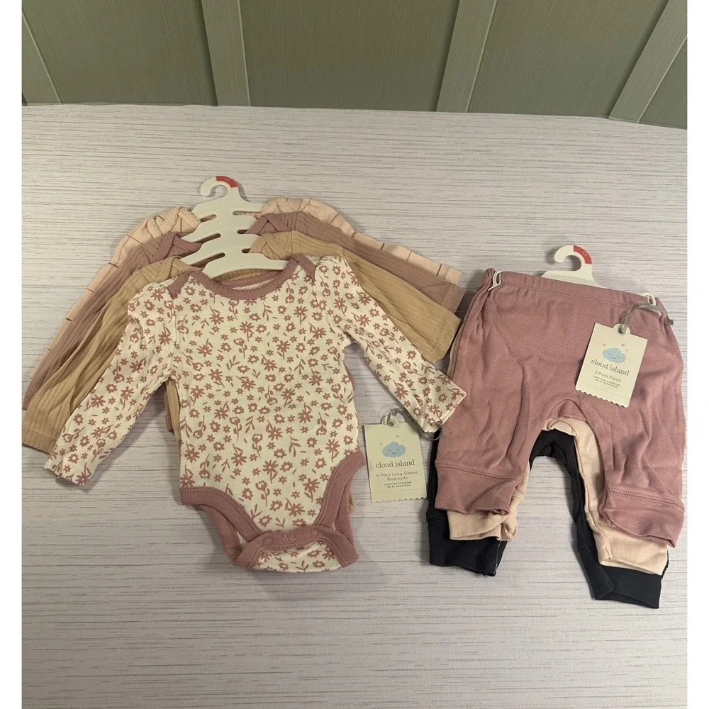 Cloud Island Baby Girls Newborn NB 0M Bodysuits Pants Sleep Play Romper Lot 11pc